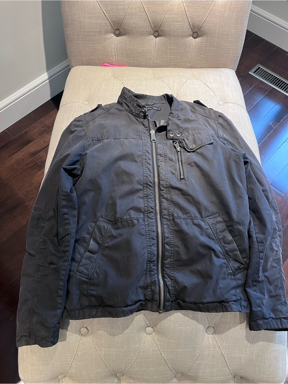 Calvin Klein Men's Dark Gray Lightweight Zip-Front Shirt Jacket